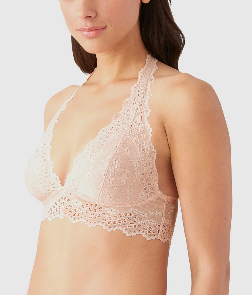 Inspired Eyelet Halter Bralette: Rose Smoke