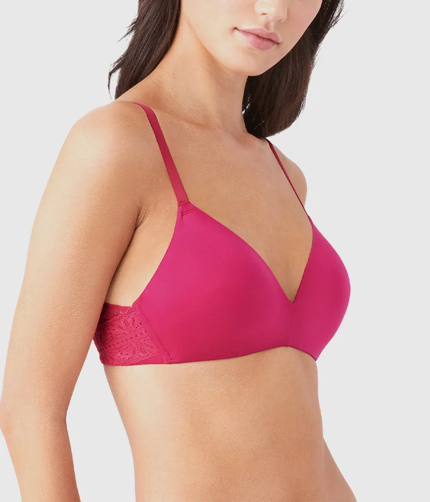 Future Foundation Wire Free T-Shirt Bra with Lace: Bright Rose