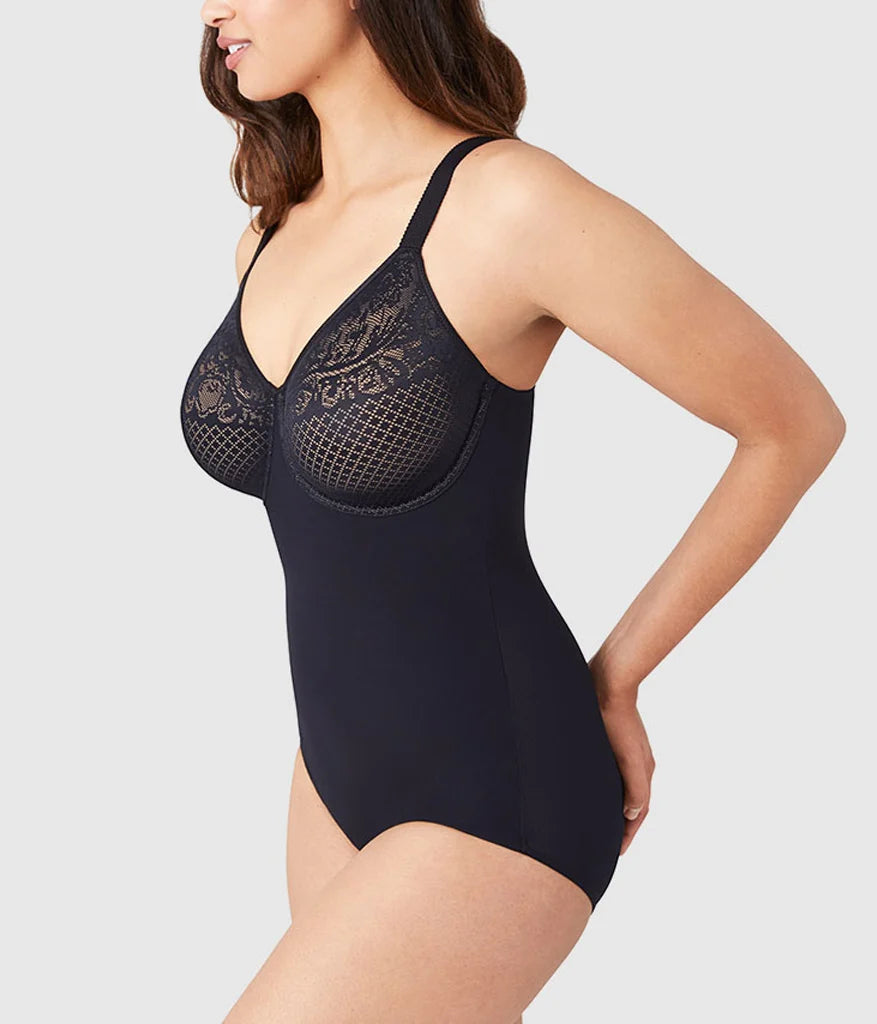 Visual Effects Body Briefer with Minimizer Bra: Black