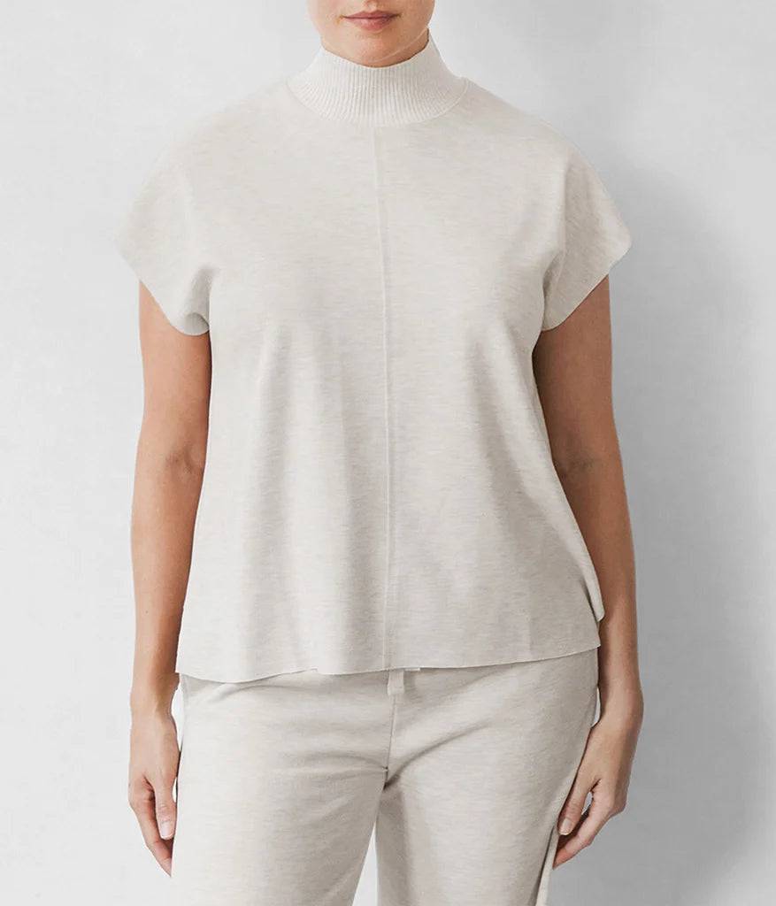Winslow Mock Neck Pullover: Pale Oak Heather