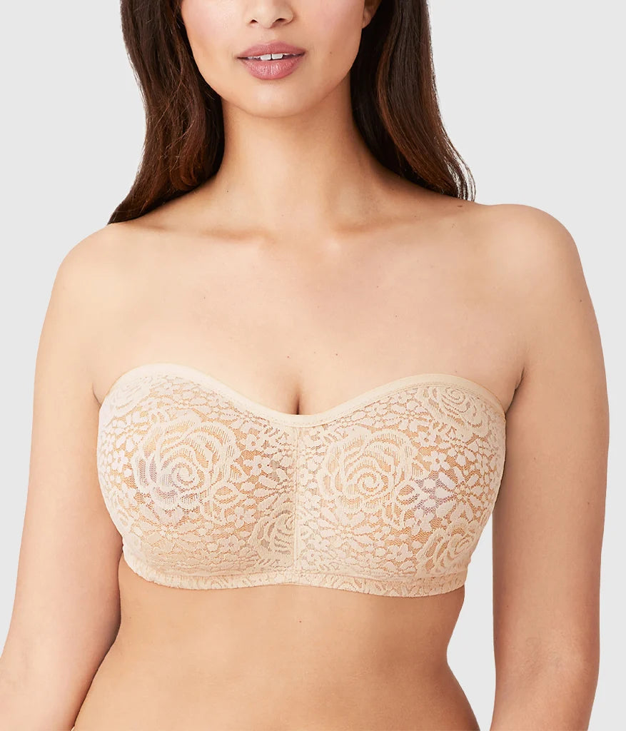 Halo Lace Strapless Underwire Bra: Sand