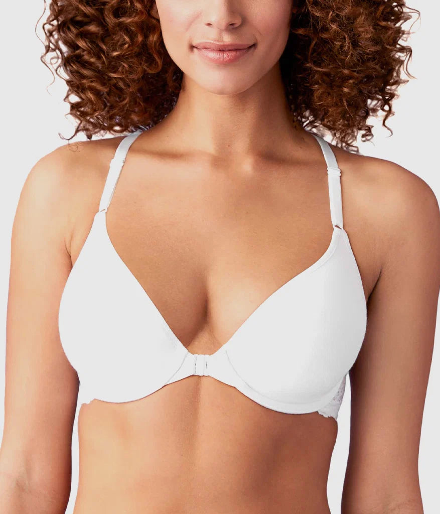 Inspired Eyelet Front Close T-Shirt Bra: White